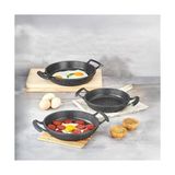 Ertürk Store 3'lü Döküm Sahan Seti, 3'lü Yumurta ve Omlet Tavası, 3 Boy Döküm Siyah Granit Sahan Tava 22 Cm-20 Cm-18 cm - Çok Renkli
