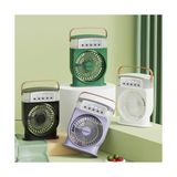 Ertürk Store Şarjlı Mini Buharlı Hava Soğutucu, Taşınabilir Portatif Sulu Klima, 3 Rüzgar Hızı, 3 Sis Modu, 5 Sprey Delikli, LED Işıklı, 26 cm x 20 Cm, CRV-002, Yeşil - Çok Renkli