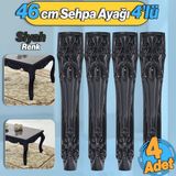 Erva Plastik 4 Adet Sehpa Ayağı 46 Cm Siyah Renk Orta Ayak Zigon Sehpa Mobilya Masa Ayakları Siyah