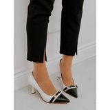 ERVANIN BUTİĞİ Beyaz Siyah (LADY) Toka Detay Kadın Stiletto