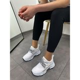 Erva'nın Butiği Beyaz Triko (Odette) Kadın Gizli Topuklu Bağcıklı Sneakers
