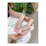 ERVANIN BUTİĞİ Pembe Cilt (Jayla) Parmak Arası Topuklu Terlik