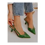 ERVANIN BUTİĞİ Yeşil Deri (MOSS) Toka Detay Kadın Stiletto