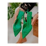 ERVANIN BUTİĞİ Yeşil Saten (BOW) Fiyonk Detay Kadın Stiletto