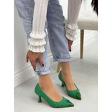 ERVANIN BUTİĞİ Yeşil Tüvit (TRESS) Maskelet Detay Kadın Stiletto