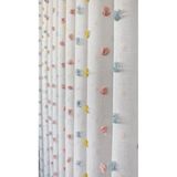 Ervin Tül Perde Aria Yeni Sezon Renkli Ponpon Pufy Keten Tül Kırışmaz Çocuk Odası 1/2,5 Pile - Ekru - 275 x 255 cm