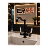 Ervu Yapı Siyah Altın Arıtmalı Rustik Mutfak Eviye Musluk (SICAK SOĞUK GİRİŞLİ, PİRİNÇ MALZEME) 5yıl Garantili