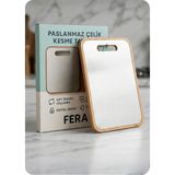 Erya Home Buffalo Serisi Çift Taraflı Paslanmaz Çelik ve Doğal Ahşap Kesme Tahtası | Tak-Çıkar | 24X34CM