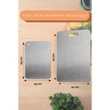 Erya Home EryaHome Çift Boyutlu Paslanmaz Çelik Kesme Tahtası 2'li Set (24X34CM - 15X25CM) - 2 Adet