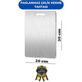 Erya Home EryaHome Üst Kalite Paslanmaz Çelik Metal Kesme Tahtası Antibakteriyel Kesme Tahtası 4 Farklı Ölçü Seçeneği - 20x30