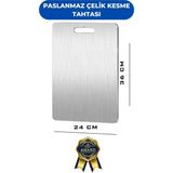 Erya Home EryaHome Üst Kalite Paslanmaz Çelik Metal Kesme Tahtası Antibakteriyel Kesme Tahtası 4 Farklı Ölçü Seçeneği - 24x34