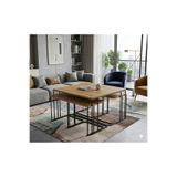 ERYALUX HOME 4+1 YAVRULU TEKERLEKLİ SİYAATLANTİK ÇAM ORTA SEHPA