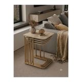 ERYALUX HOME 4'LÜ TEKERLEKLİ ZİGON SEHPA ( BONJ 19 METAL - TRAVERTEN AHŞAP)