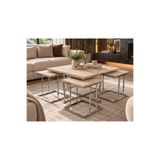 ERYALUX HOME RİO 4+1 YAVRULU GÜMÜŞ-TRAVERTEN MODERN ORTA SEHPA