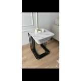 Eryalux Home Zigon 4'lü Tekerli Siyah-Beyaz Mermer Zigon Sehpa