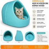 Eryatex Kedi Evi Minderli Kedi Yuvası Kedi Yatağı Yıkanabilir Evcil Hayvan Yuvası