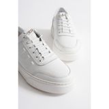Eryon Erkek Beyaz Hakiki Deri Casual Sneaker Lastik Detaylı Ayakkabı