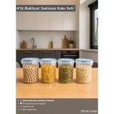 Erzak Saklama Kabı Seti 4'lü Bpa Free Gıda Kutusu Bpa Free Hava Almaz 750 ml