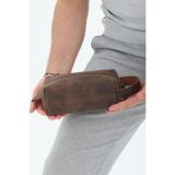 Erzeno Erkek Hakiki Deri Portföy Clutch Traş Bakım Kozmetik Çantası ve Günlük El Çantası Dopp Kit Kahverengi