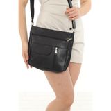 Erzeno Kadın Siyah Hakiki Deri Crossbody Postacı Çanta Siyah