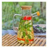 Erzi Yağdanlık Cam Şişe 900 ml Bambu Vakumlu Kapak Ahşap Stantlı Tekli