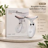 ES-1081 LED Işıklı Yüz ve Boyun Bakım Cihazı Ems Masaj Aleti Kırışıklık Karşıtı USB Şarjlı Cilt Sıkılaştırıcı - Beyaz