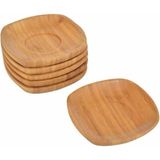 Es Dekor Bambu Silva 6'lı Kare Çay Tabak Çerez Kase 10X10X1, 6 cm Tiryaki Özel Tasarım Servis Yuva Taban - 6 Adet