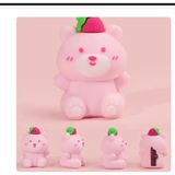 Es Dekor Bear Strawberry Kalemtıraş Kırtasiye Hediyelik Renkli Açık Pembe Ayı Çevre Dostu Malzeme 1 Adet - 4x3x3cm