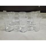 Es Dekor Bohemia Crystal Kristal Cam 6'lı Çay Bardağı Desenli Yükseklik 10 x 6 cm Bel 4 cm