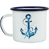Es Dekor Çapa Emaye Mug Tekli Çelik Üzeri Emaye Kaplama Kupa 1 Adet