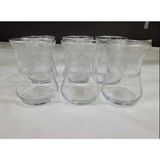 Es Dekor Crystal Kristal Cam 6'lı Çay Bardak Yükseklik 9 cm Çap 6 cm Gümüş Renk Yaldız Elde Yıkanır - set