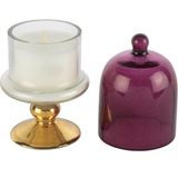 Es Dekor Gold Bordo Kapaklı Cam Mum White Fig And Amber 8X16CM Dekorasyon - 1 Adet