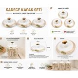 Es Dekor Heaven Tree Uyumlu 3’lü Porselen Kavanoz Kapak Seti Bej Desenli Yedek Kapak