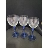 Es Dekor Mavi Ayaklı Kristal Şarap Kadehi 3’lü Set – 18 cm El Üfleme Cam, Sofistike Masa Şıklığı - 3lü