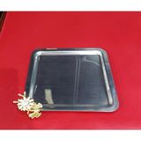 Es Dekor Papatya Kare Tepsi Gümüş Renk Metal 22X22CM Misafirlik Sağlam Hediyelik Şık Elit Kahvelik 1 Adet