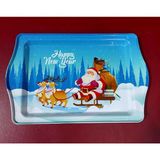Es Dekor Yılbaşı Temalı Özel Tasarımlı Metal Servis Tepsi Christmas Ev Sofra Mutfak Noel Baba Geyik 1 Adet