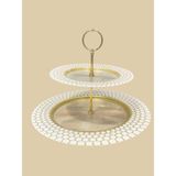 Es Home Collection Perla Katlı Sunum Tabağı 33CM x 21 cm - 1 Adet - Beyaz - Altın