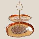 Es Home Collection Porcını 2 Katlı Sunum Tabağı 28X21 cm - ADET