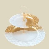 Es Home Collection Salda Iki Katlı Sunum Tabağı - 1 Adet - Gold