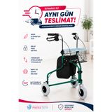 ES MEDİKAL Tagesan Rollatör 3 Tekerlekli Walker Yürüteç üç tekerli sepetli yaşlı yürüteci frenli çantali yürüteç