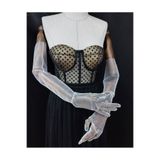 es moda shop Bella abiye gelin eldiveni uzun beyaz 0073