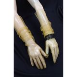 es moda shop Diamond ışıltılı abiye gelin eldiveni uzun hardal 0004