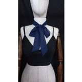 es moda shop Luda Çok Fonksiyonlu Şifon Fular Eşarp Boyun Bağı 150*3 Lacivert
