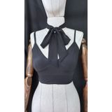 es moda shop Luda Çok Fonksiyonlu Şifon Fular Eşarp Boyun Bağı 150*3 Siyah