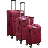 Es Polo Trip Bordo Kabin (Küçük) Orta ve Büyük Boy 3'lü Carry-On Lüks Kumaş Valiz Seti ES0011 - Üçlü Set