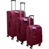 Es Polo Trip Bordo Kabin (Küçük) Orta ve Büyük Boy 3'lü Carry-On Lüks Kumaş Valiz Seti ES0015 - Üçlü Set