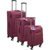 Es Polo Trip Bordo Kabin (Küçük) Orta ve Büyük Boy 3'lü Carry-On Lüks Kumaş Valiz Seti ES0043 - Üçlü Set