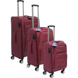 Es Polo Trip Bordo Kabin (Küçük) Orta ve Büyük Boy Üçlü Carry-On Lüks Kumaş Valiz Seti ES0001 - Üçlü Set