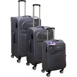Es Polo Trip Gri Kabin (Küçük) Orta ve Büyük Boy 3'lü Carry-On Lüks Kumaş Valiz Seti ES0011 - Üçlü Set