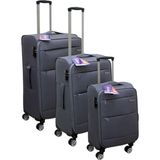 Es Polo Trip Gri Kabin (Küçük) Orta ve Büyük Boy 3'lü Carry-On Lüks Kumaş Valiz Seti ES0052 - Üçlü Set